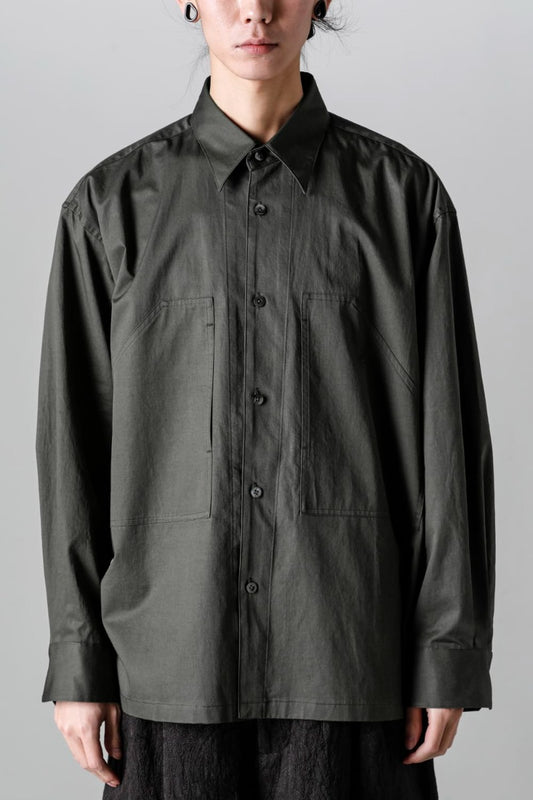 Wide Pockets Shirt Blouson Olive Charcoal