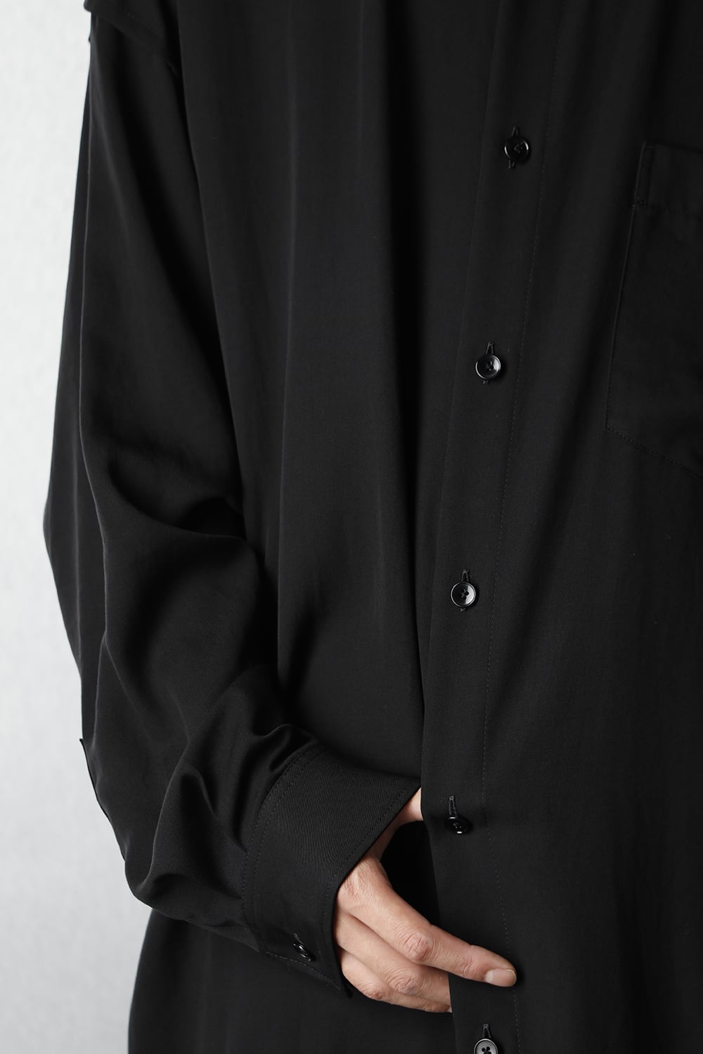French Seam Semi Long Shirt Black