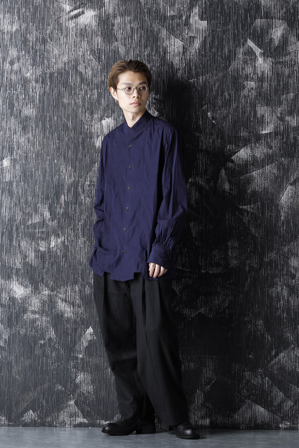 Wool Silk Tuck Wide Pants