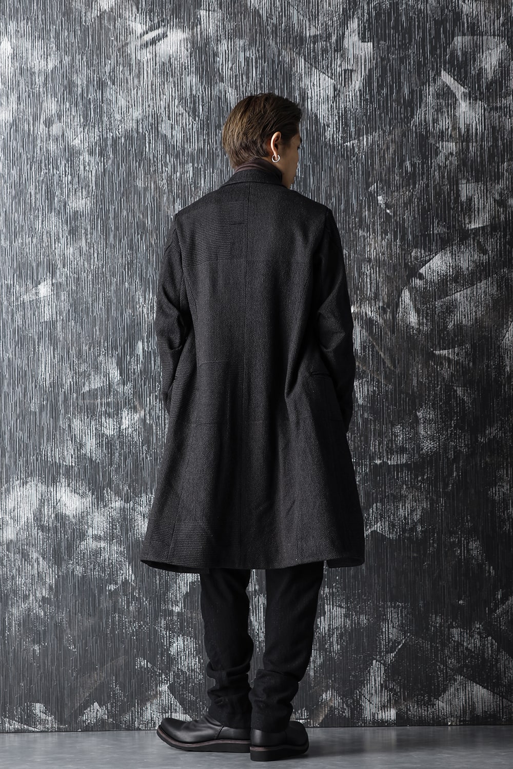 Long jacket wool silk crazy check