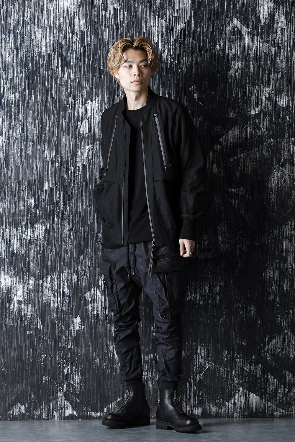 Dobby minimalist border bomber jacket