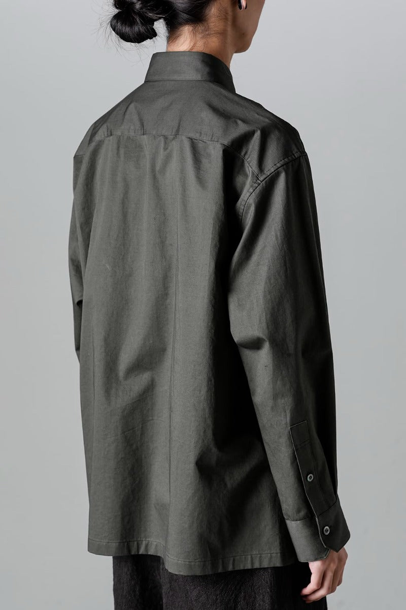 Wide Pockets Shirt Blouson Olive Charcoal