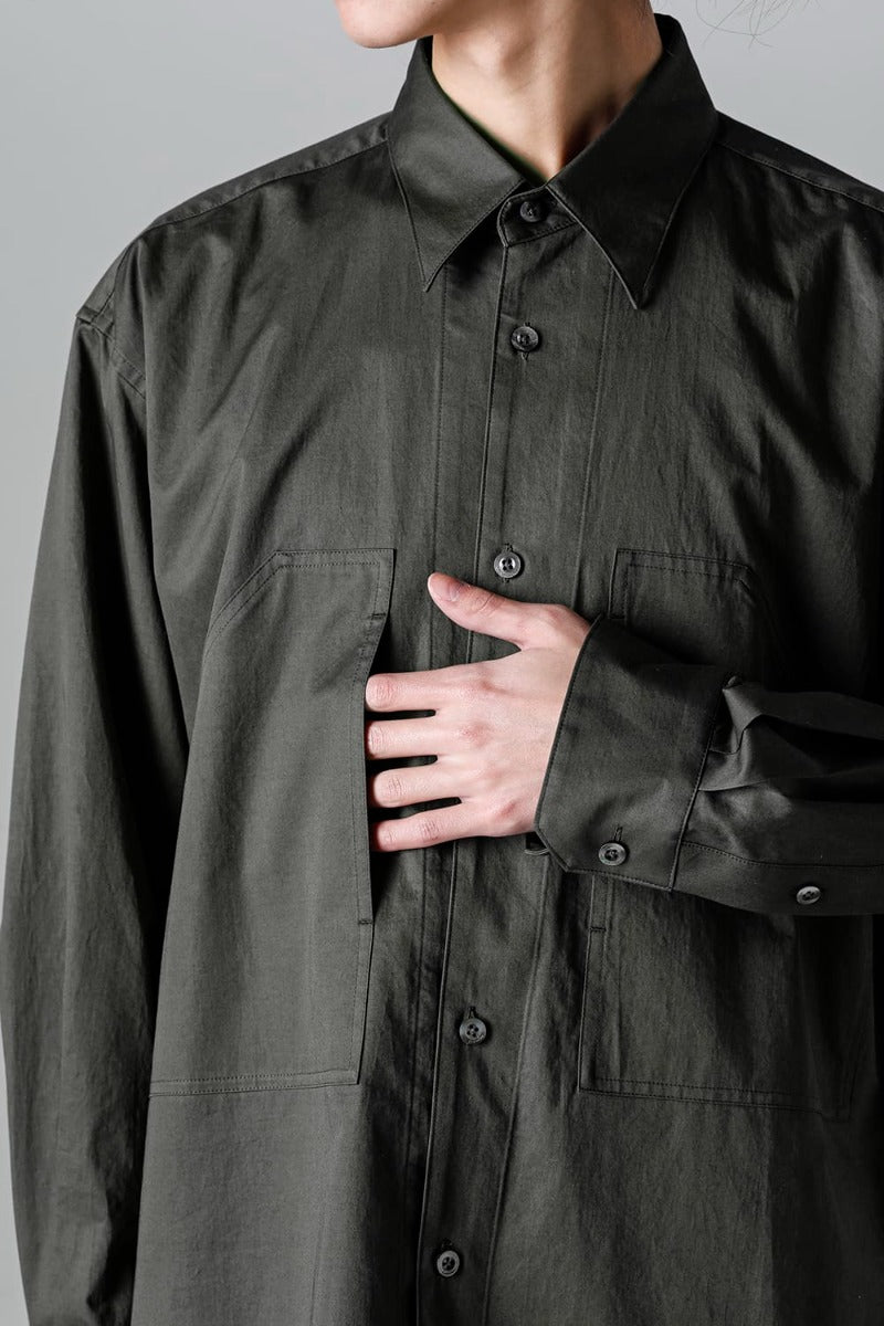 Wide Pockets Shirt Blouson Olive Charcoal