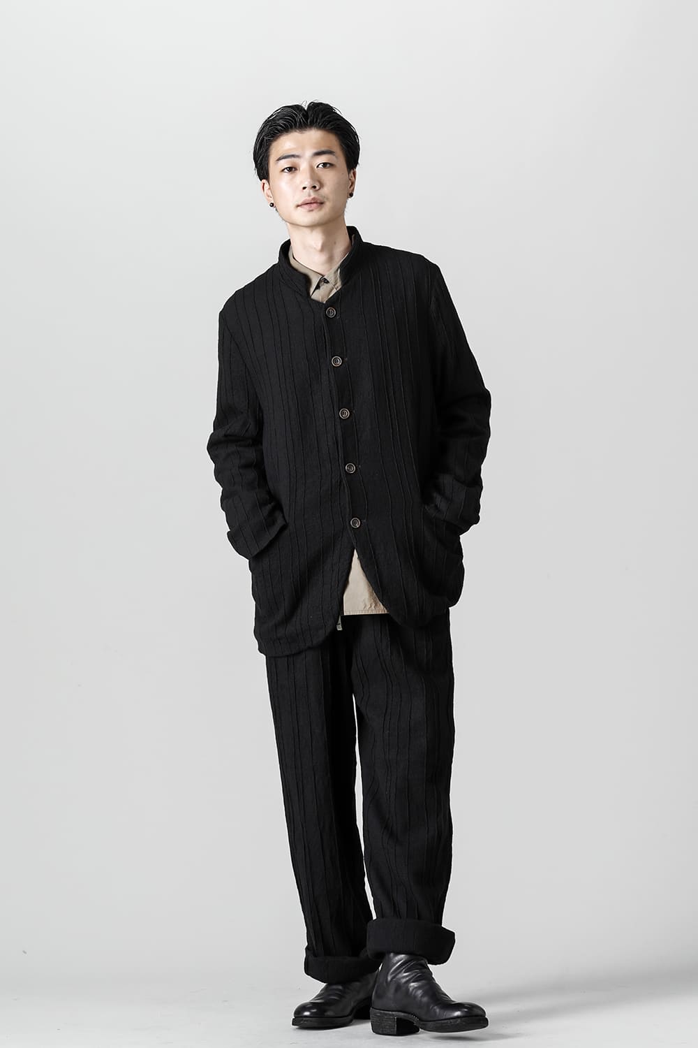 プリーツド ウール ワイド パンツ