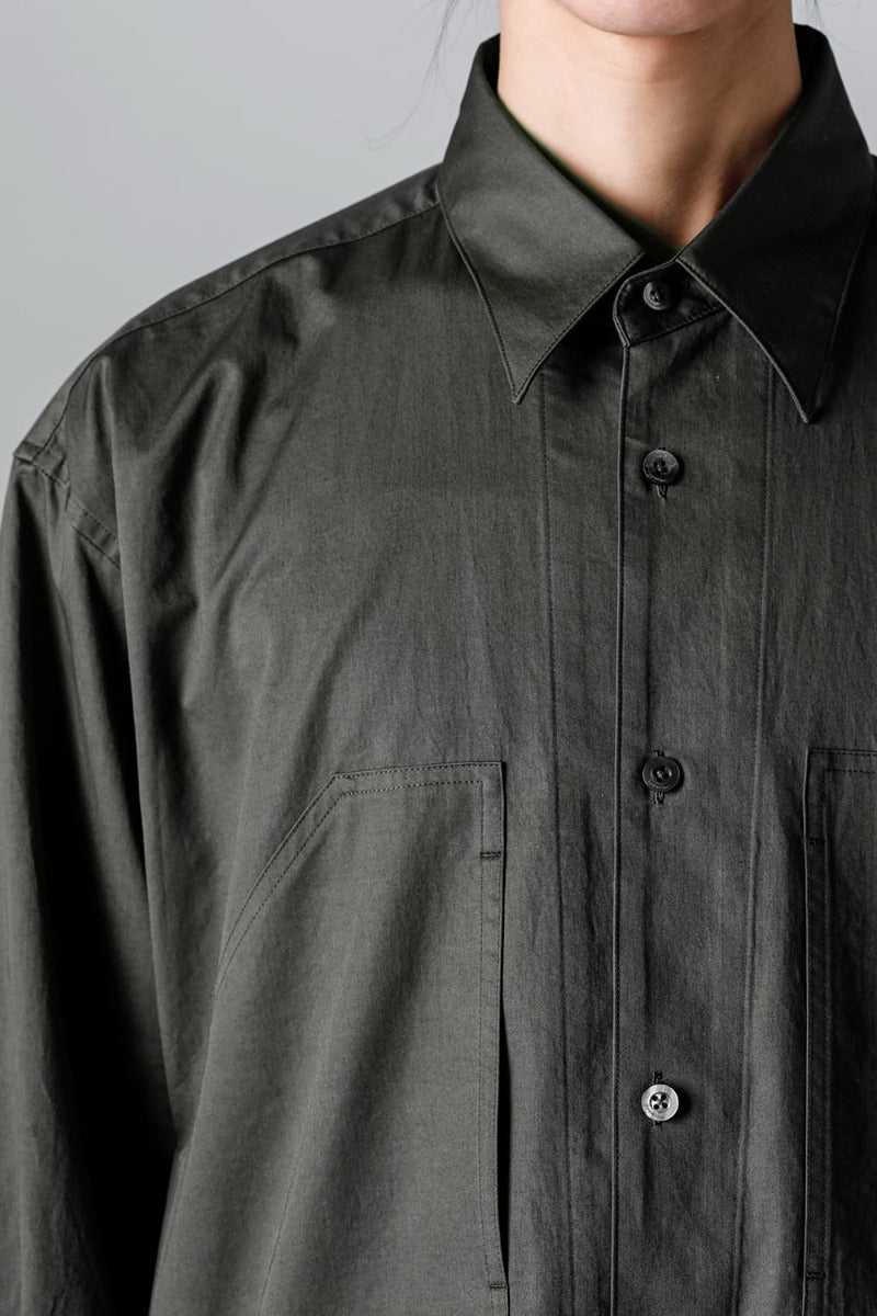 Wide Pockets Shirt Blouson Olive Charcoal