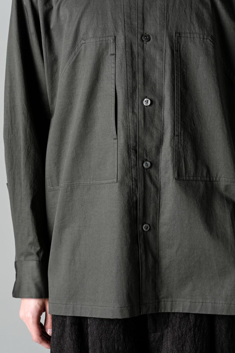 Wide Pockets Shirt Blouson Olive Charcoal