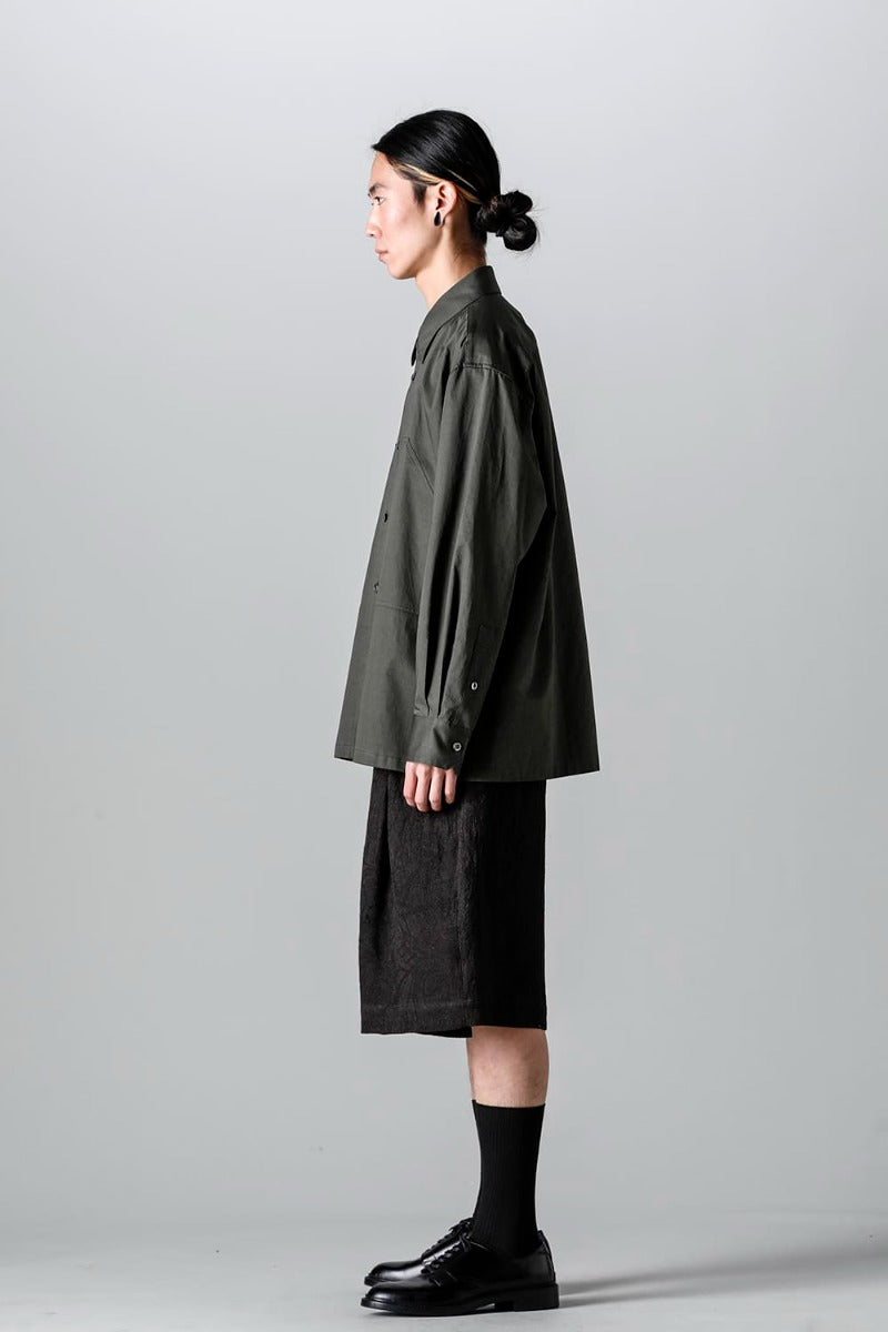 Wide Pockets Shirt Blouson Olive Charcoal