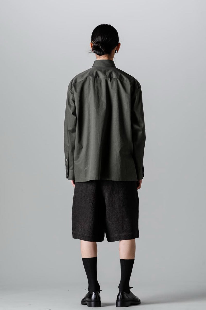 Wide Pockets Shirt Blouson Olive Charcoal