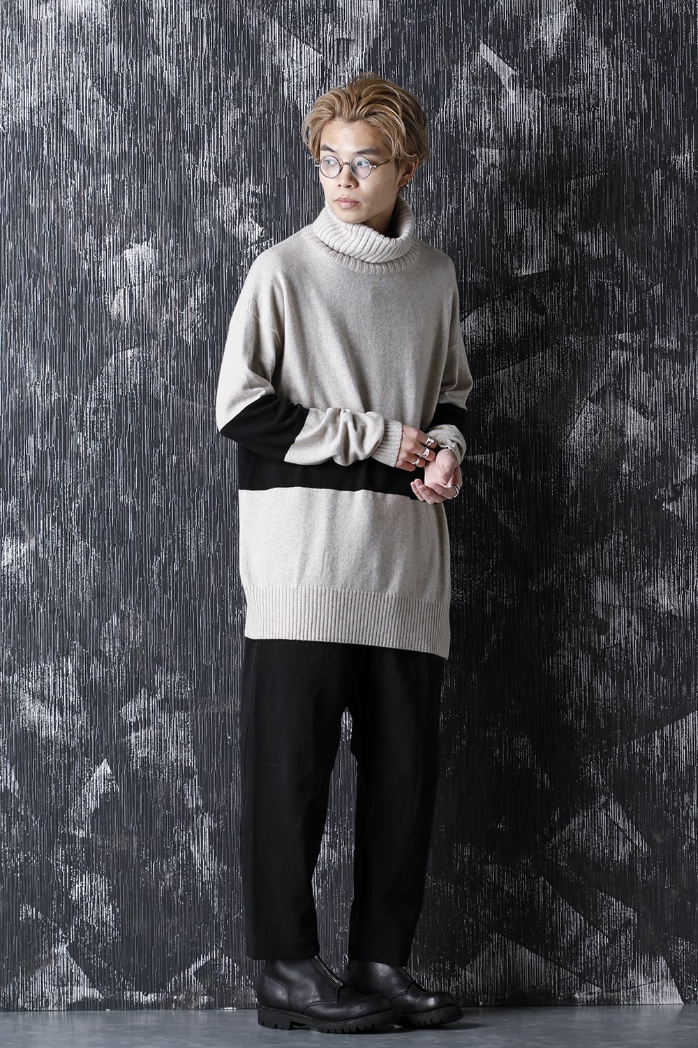 Baby Cashmere Bicolor KNIT Off White × Black