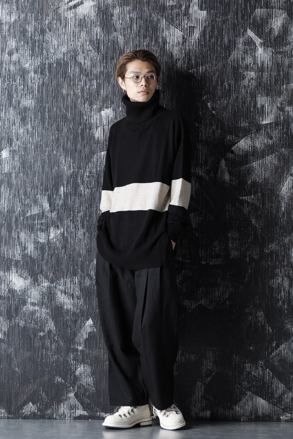 Baby Cashmere Bicolor KNIT Black × Off White