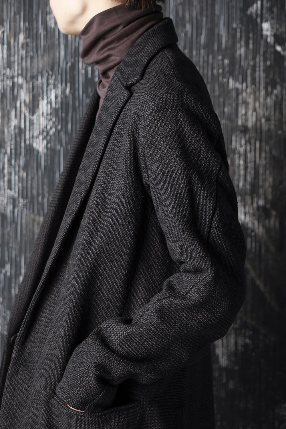 Long jacket wool silk crazy check