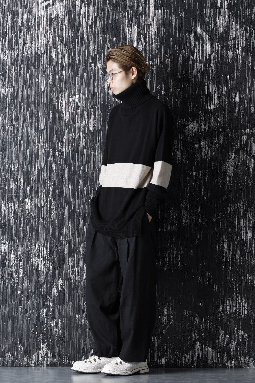 Baby Cashmere Bicolor KNIT Black × Off White