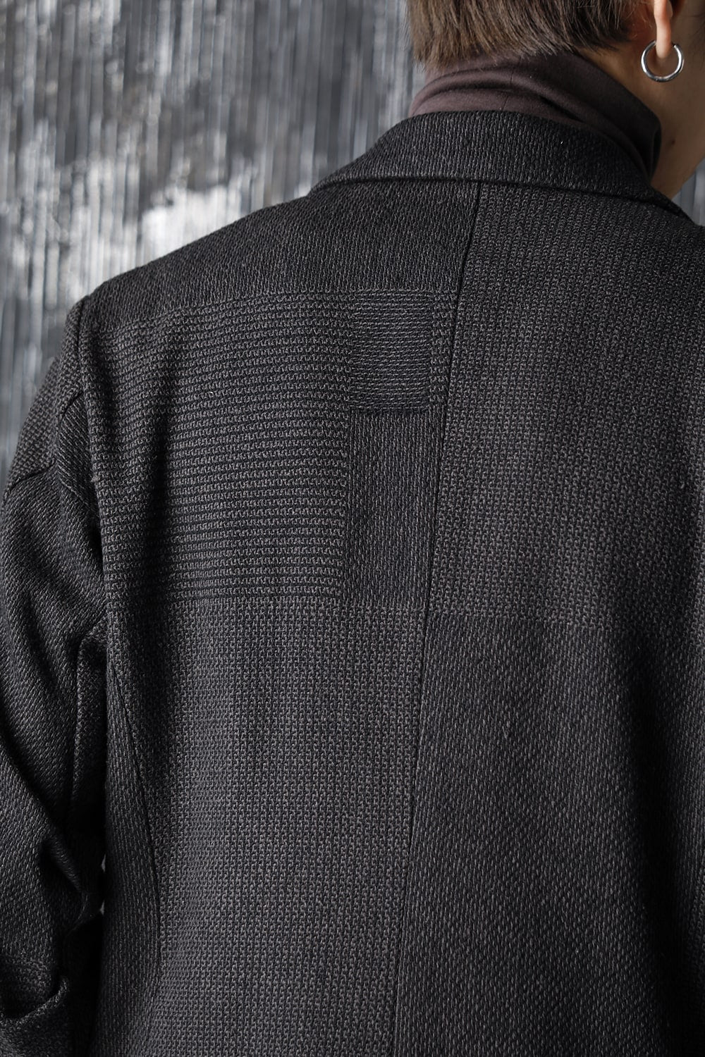 Long jacket wool silk crazy check