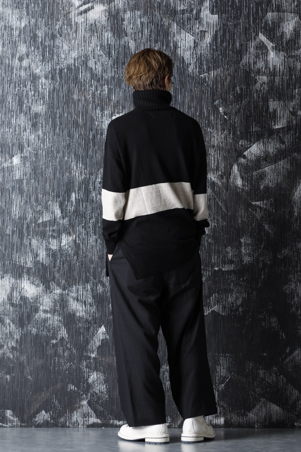 Baby Cashmere Bicolor KNIT Black × Off White