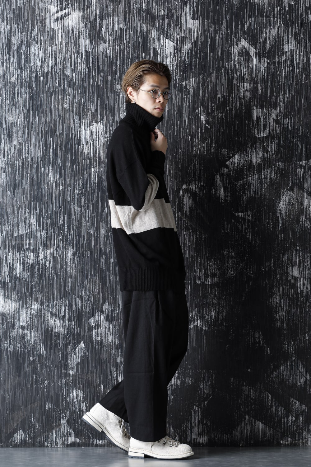 Baby Cashmere Bicolor KNIT Black × Off White