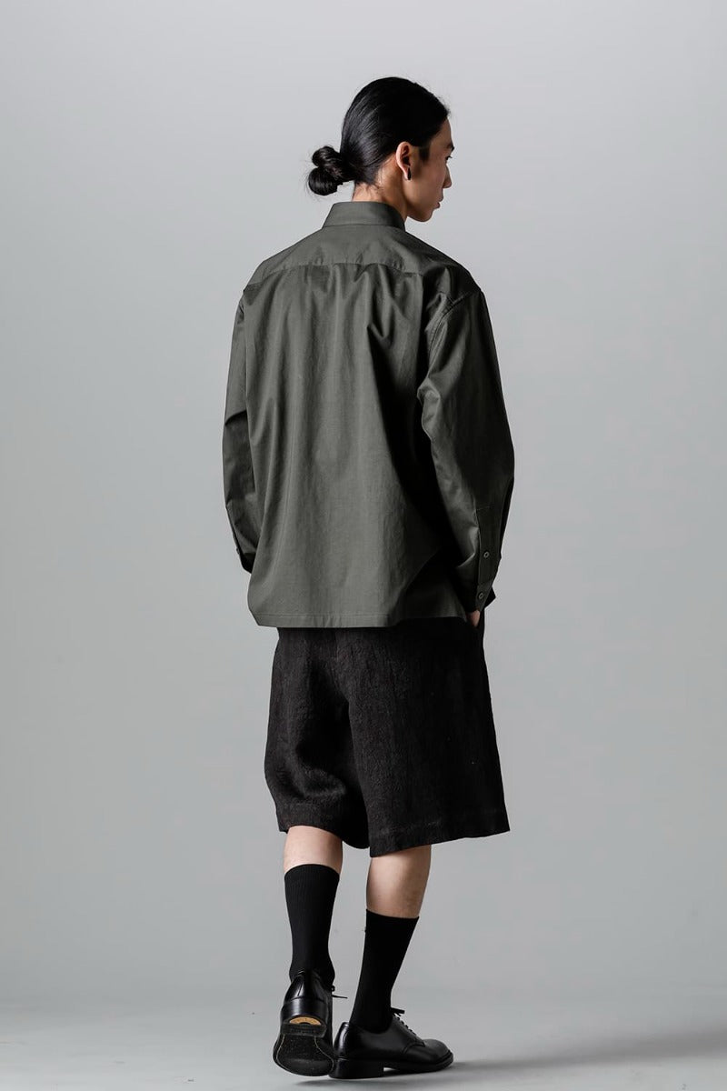 Wide Pockets Shirt Blouson Olive Charcoal