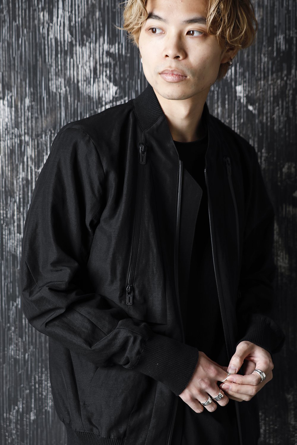 Dobby minimalist border bomber jacket