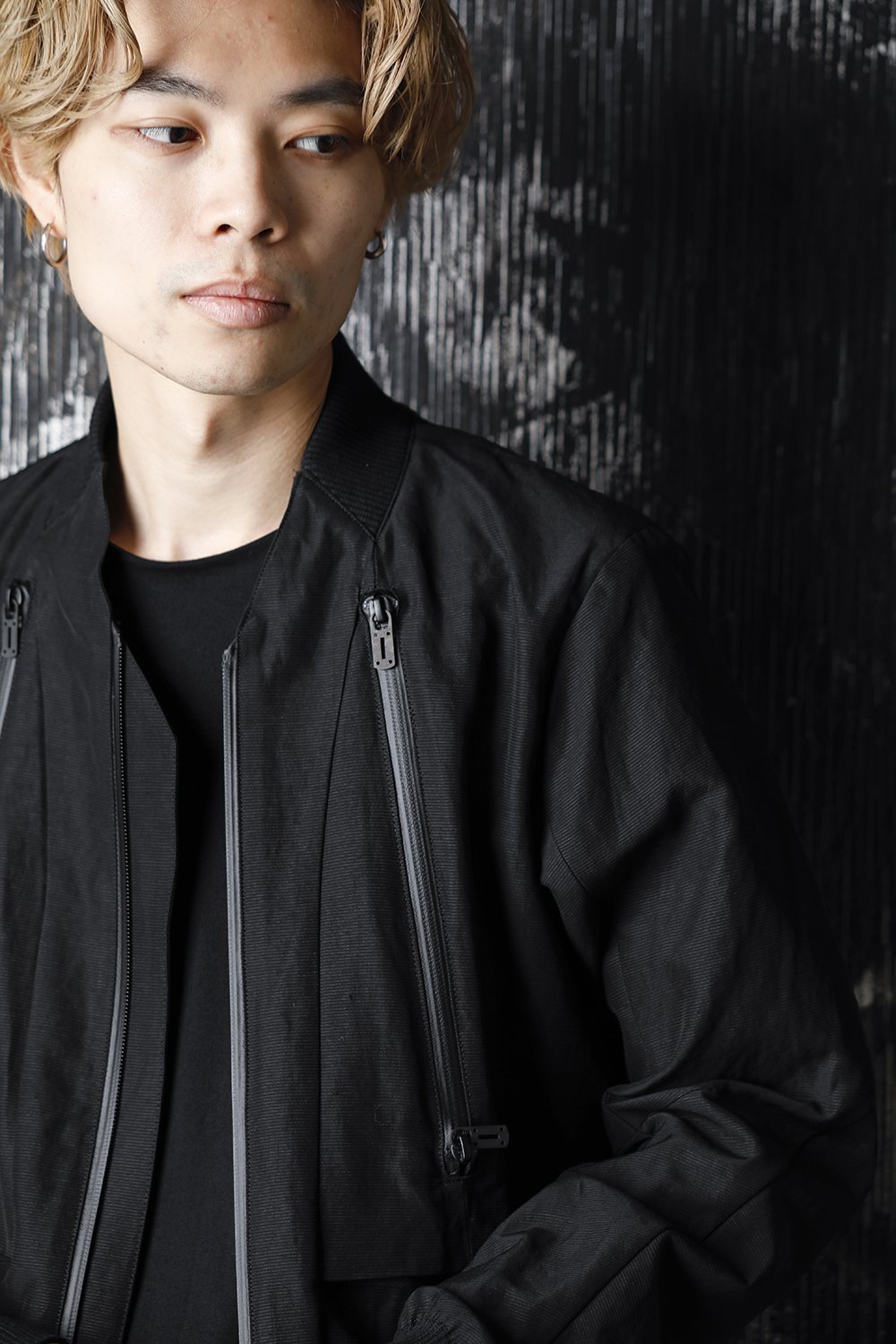 Dobby minimalist border bomber jacket