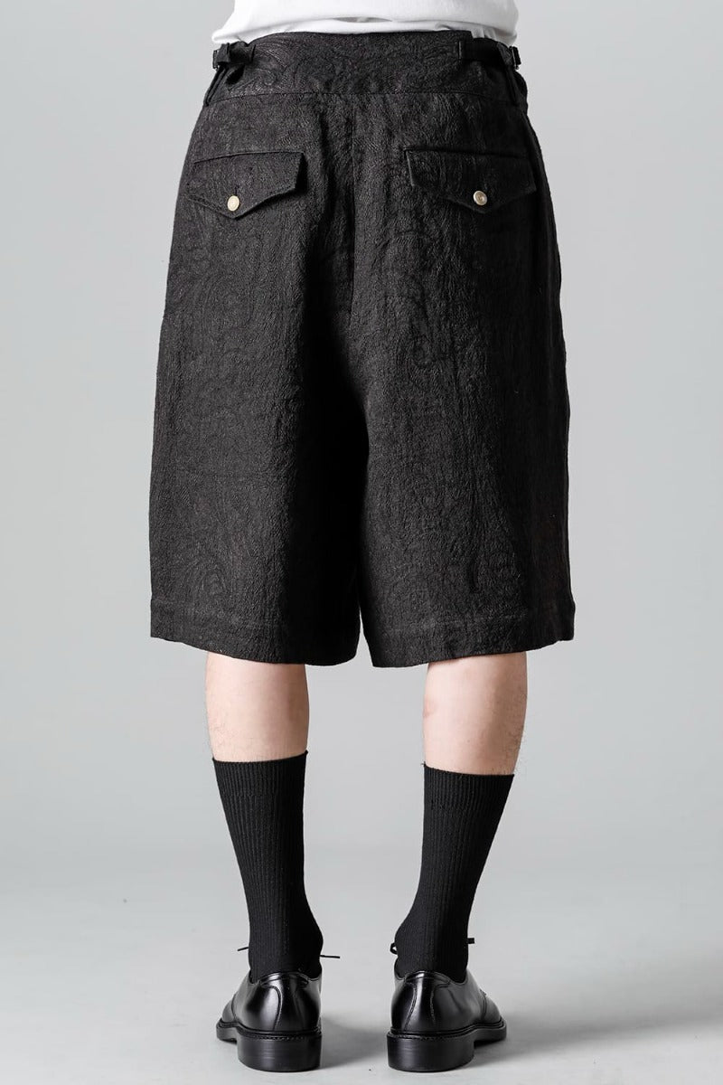 Two Tucks Wide Shorts Dark Brown