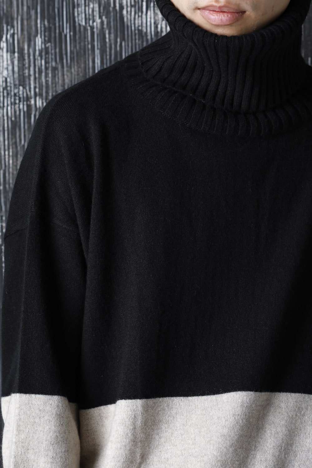 Baby Cashmere Bicolor KNIT Black × Off White