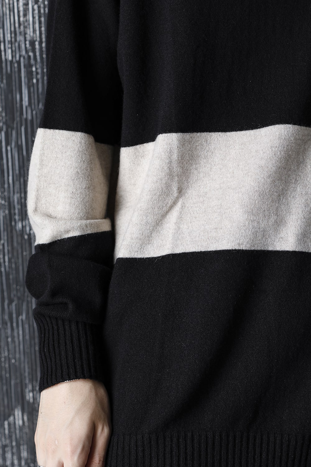 Baby Cashmere Bicolor KNIT Black × Off White