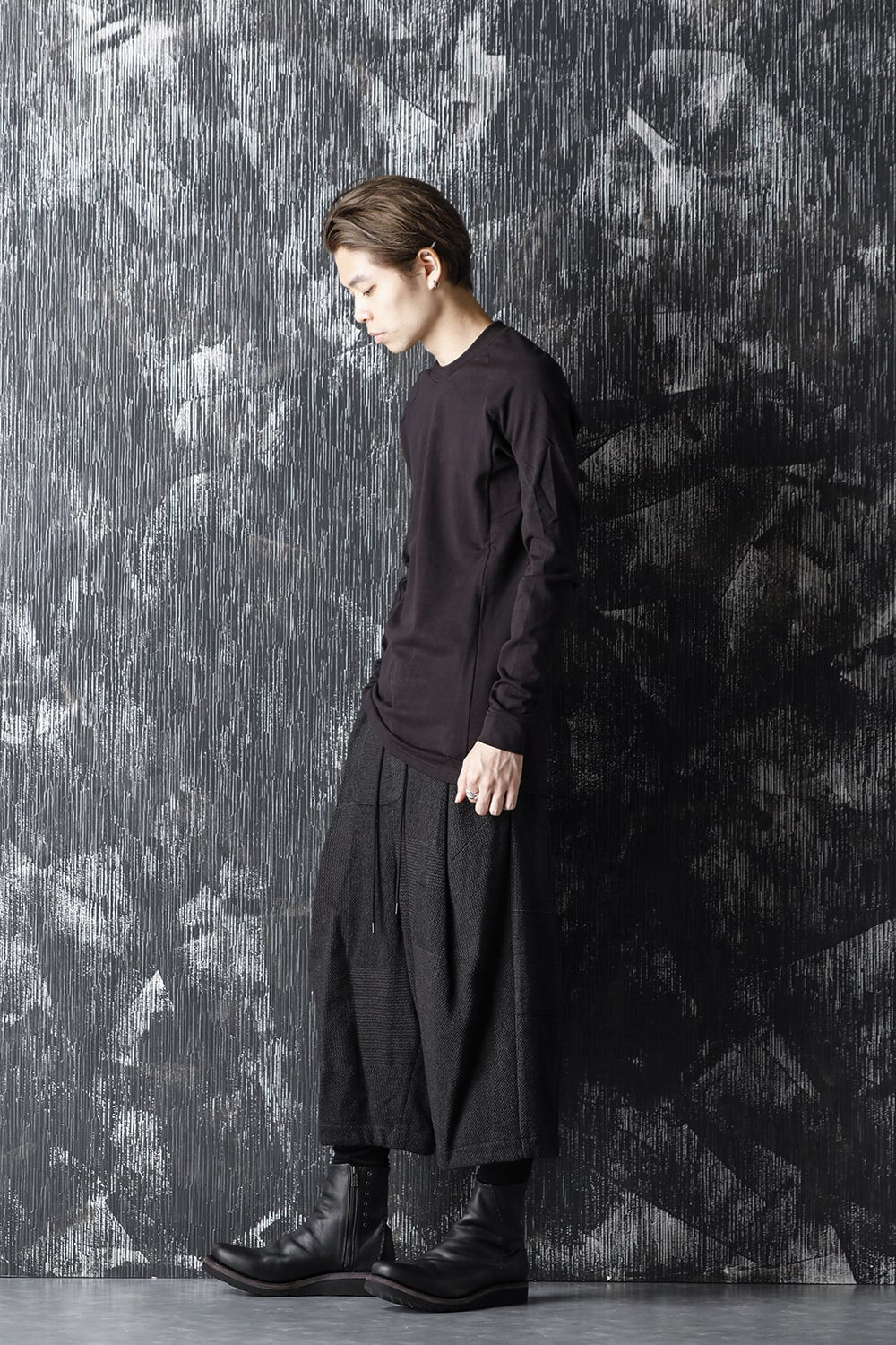 Half pants wool silk crazy check