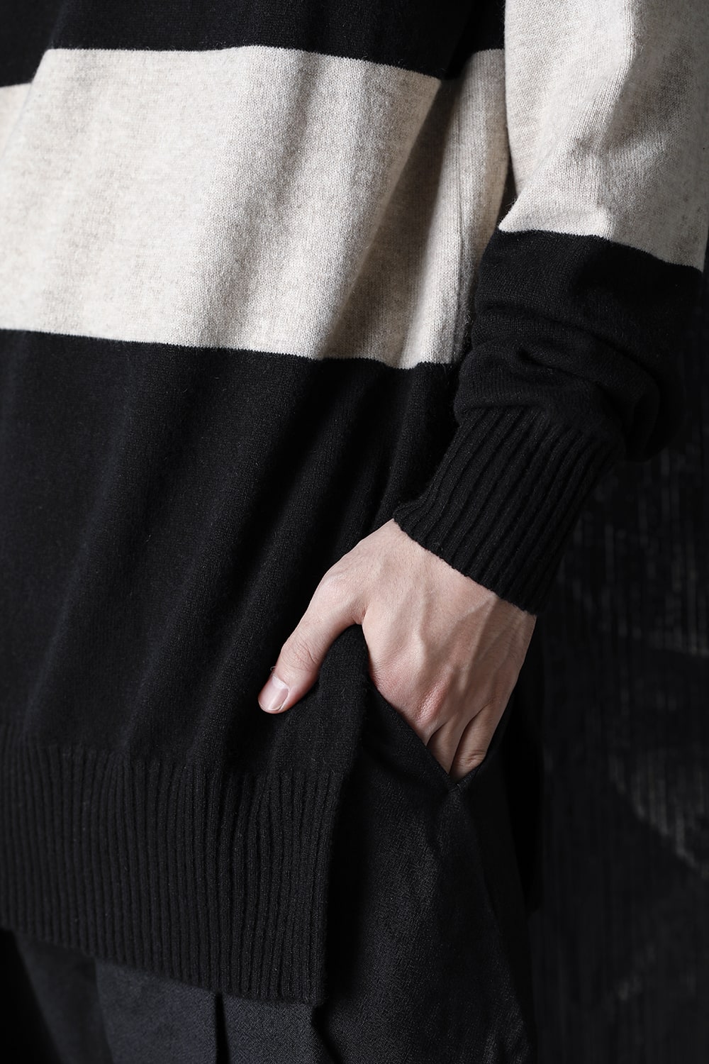 Baby Cashmere Bicolor KNIT Black × Off White