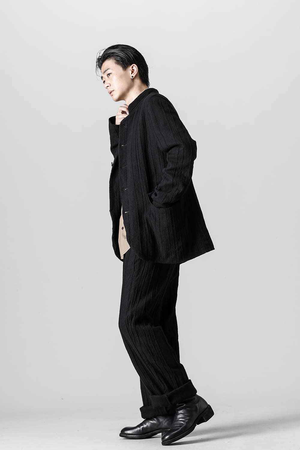 プリーツド ウール ワイド パンツ