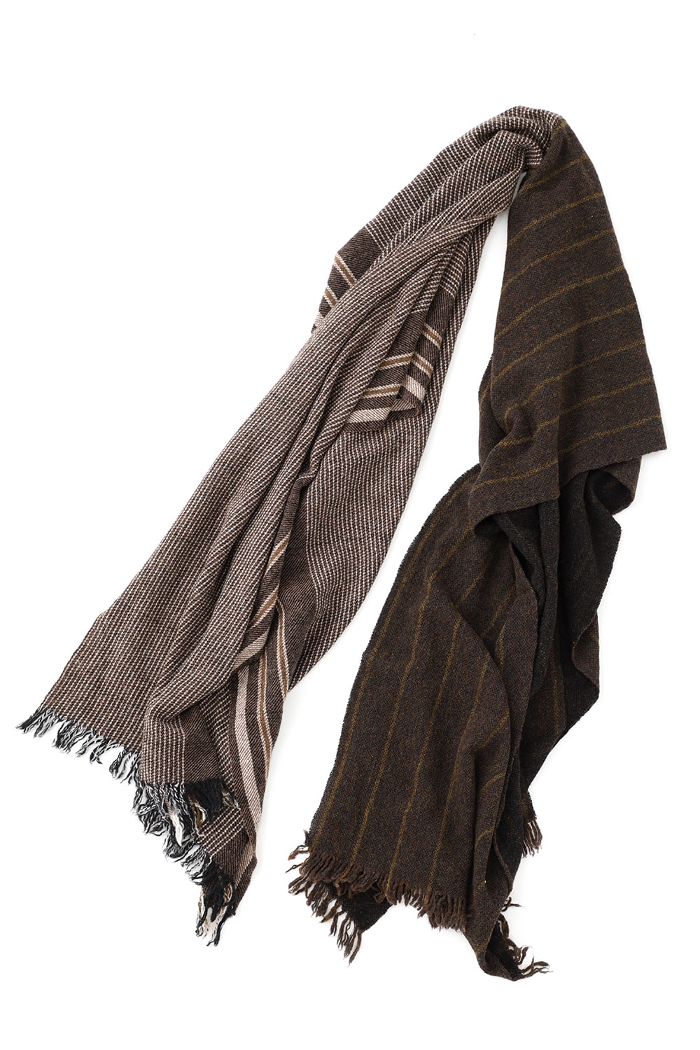 Wool Nylon switchover SCARF Black x Brown Stripe 0M2035010