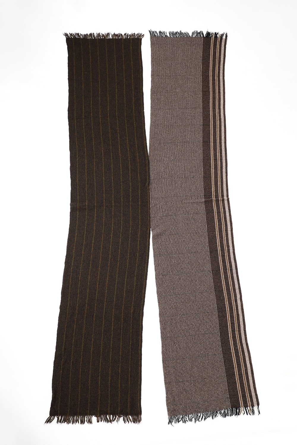 Wool Nylon switchover SCARF Black x Brown Stripe 0M2035010