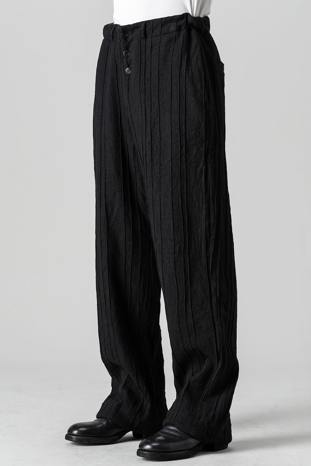 プリーツド ウール ワイド パンツ