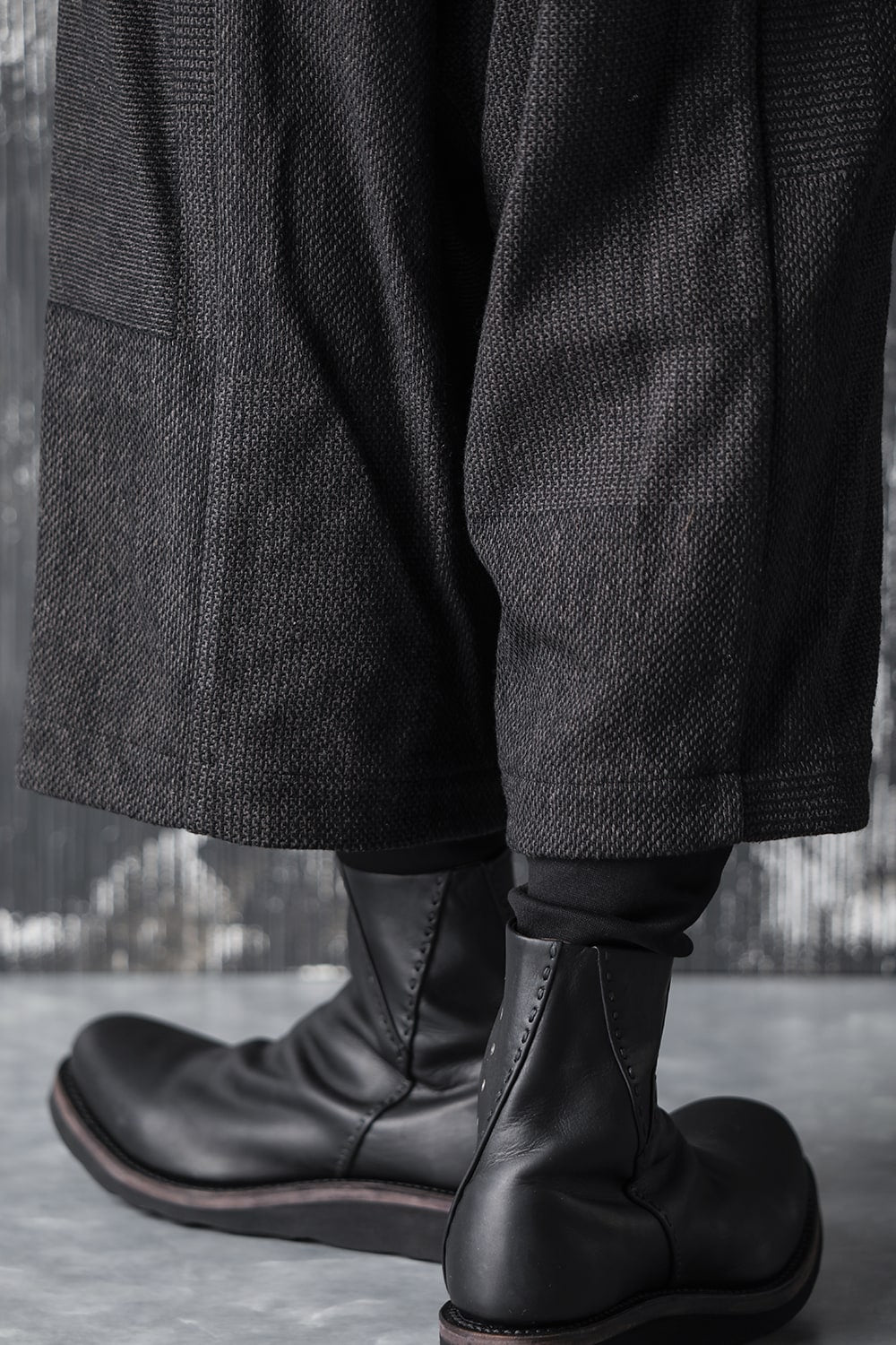 Half pants wool silk crazy check