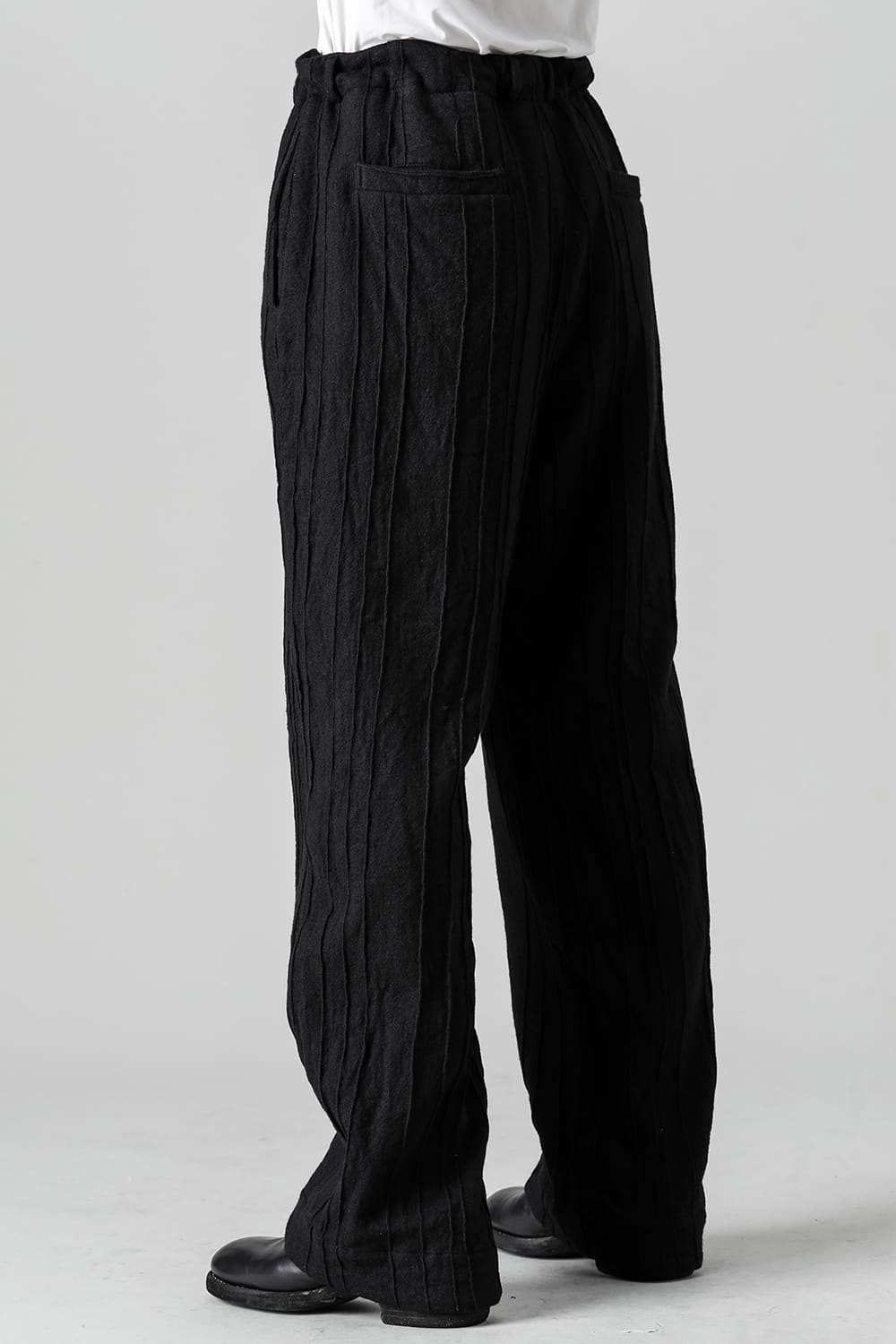 プリーツド ウール ワイド パンツ