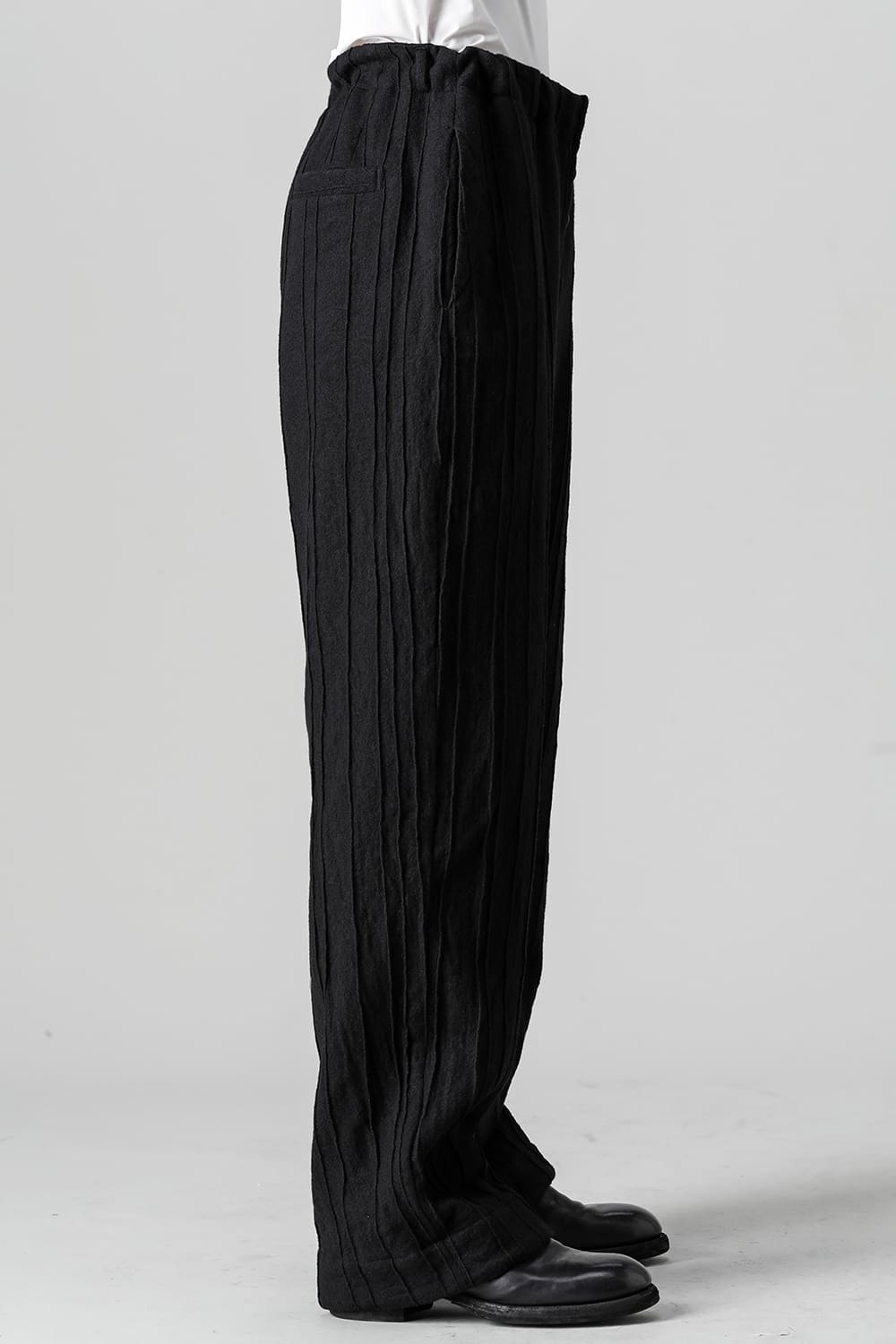 プリーツド ウール ワイド パンツ