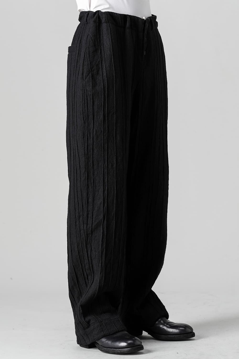 プリーツド ウール ワイド パンツ