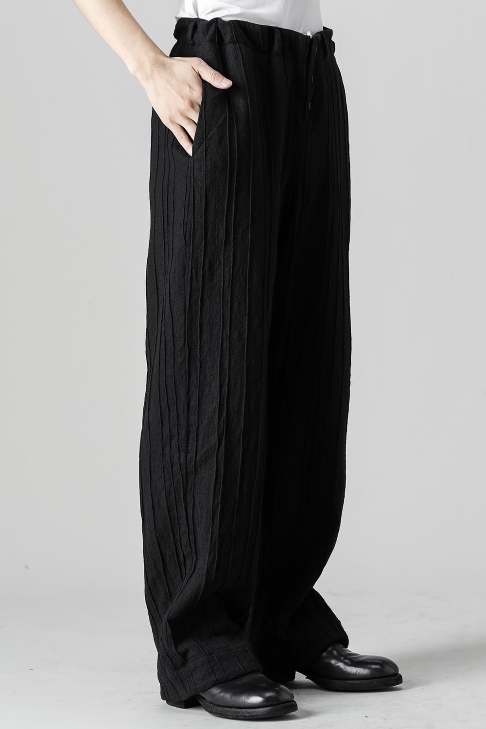 プリーツド ウール ワイド パンツ