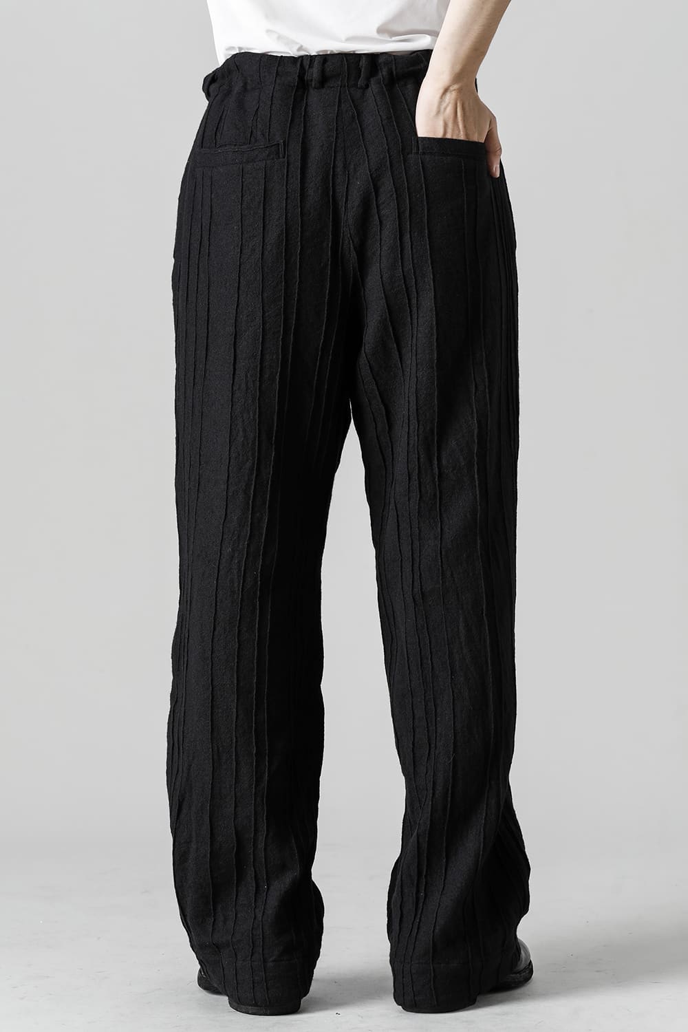 プリーツド ウール ワイド パンツ
