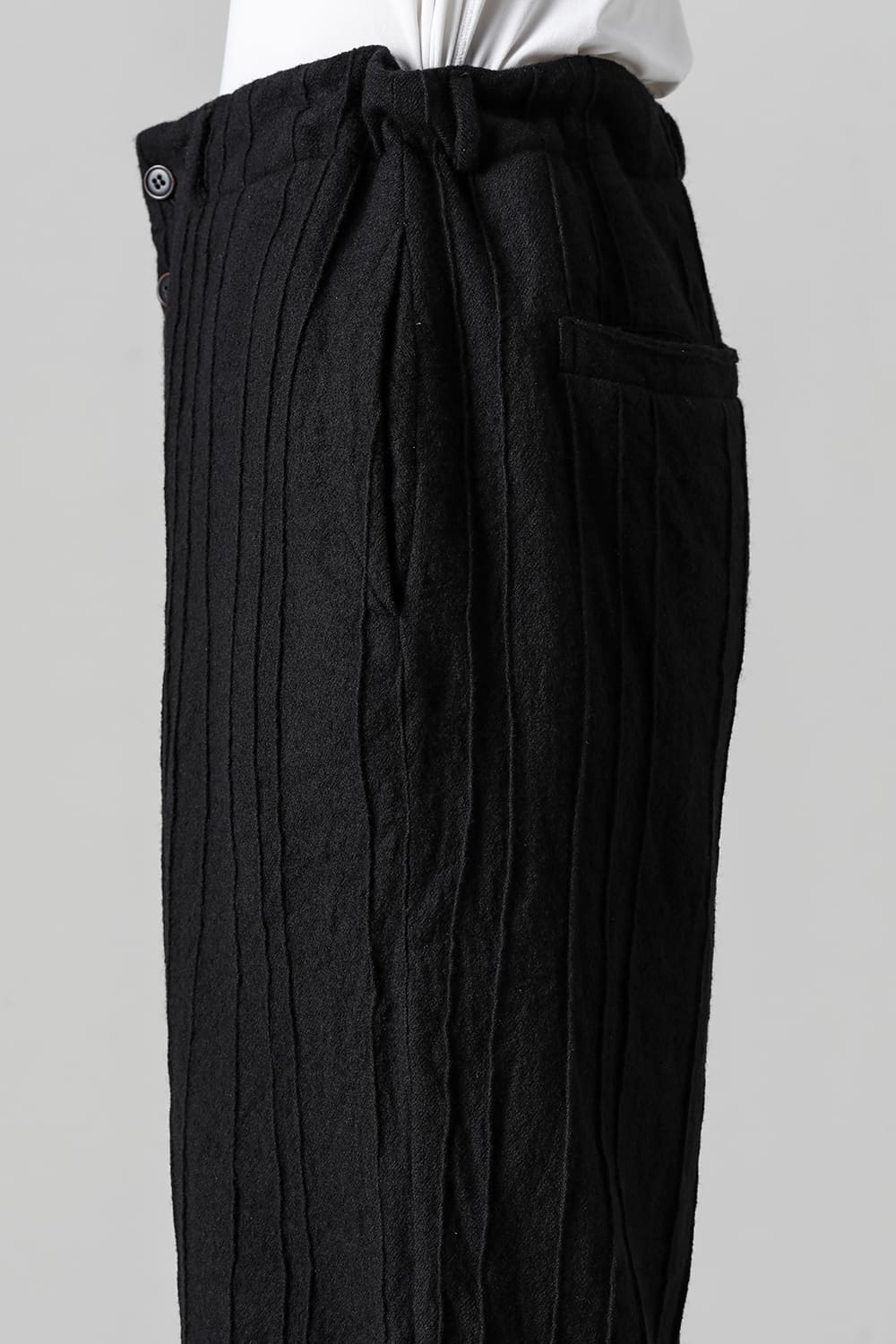 プリーツド ウール ワイド パンツ