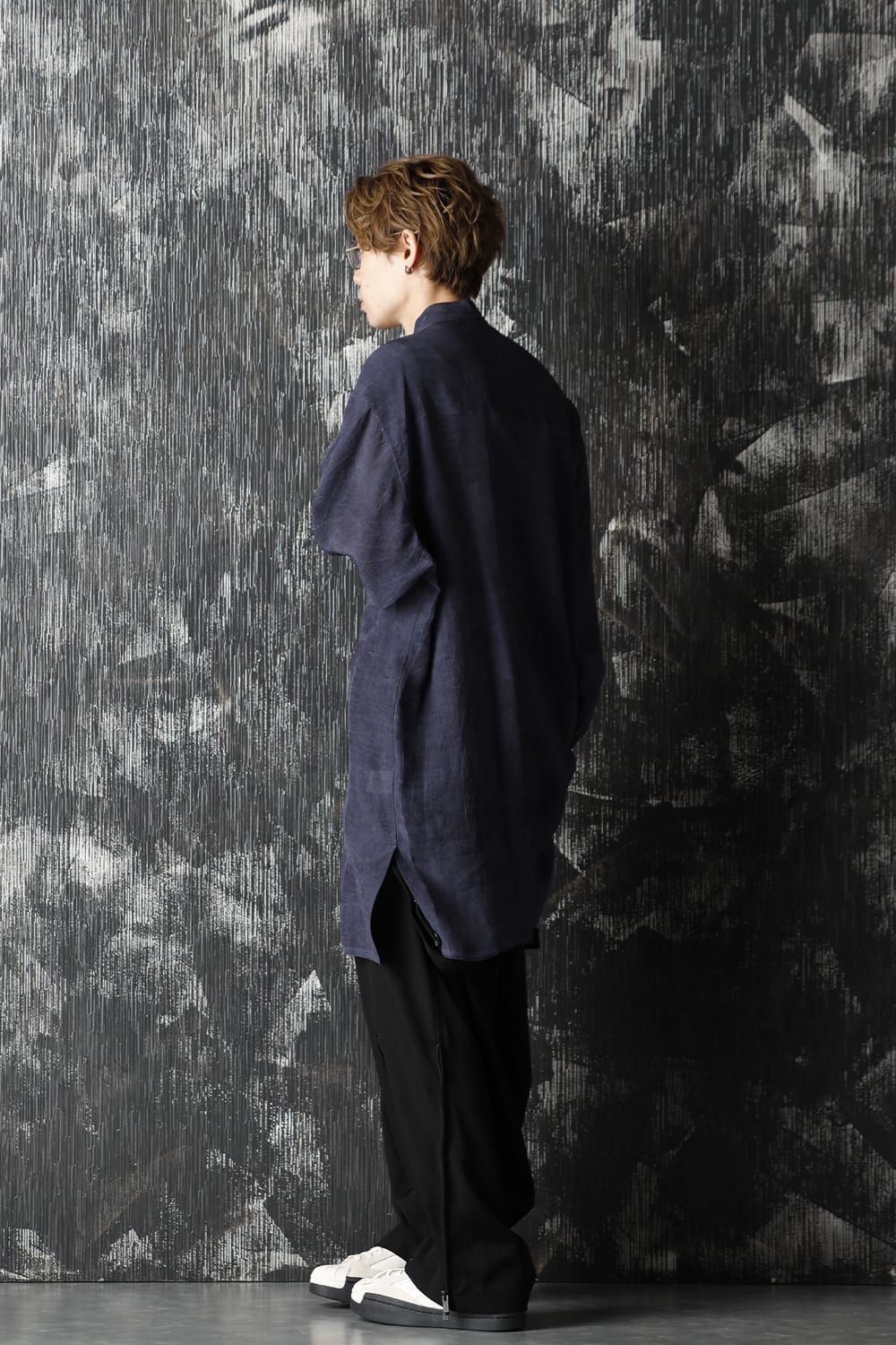 Cupro Salt shrink Stand Collar Blouse