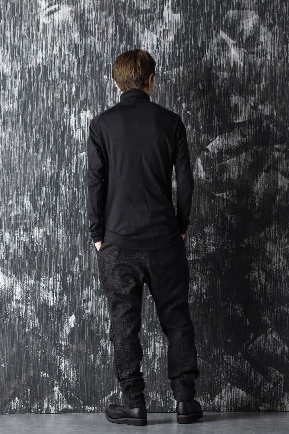 High neck long sleeve soft jersey Black