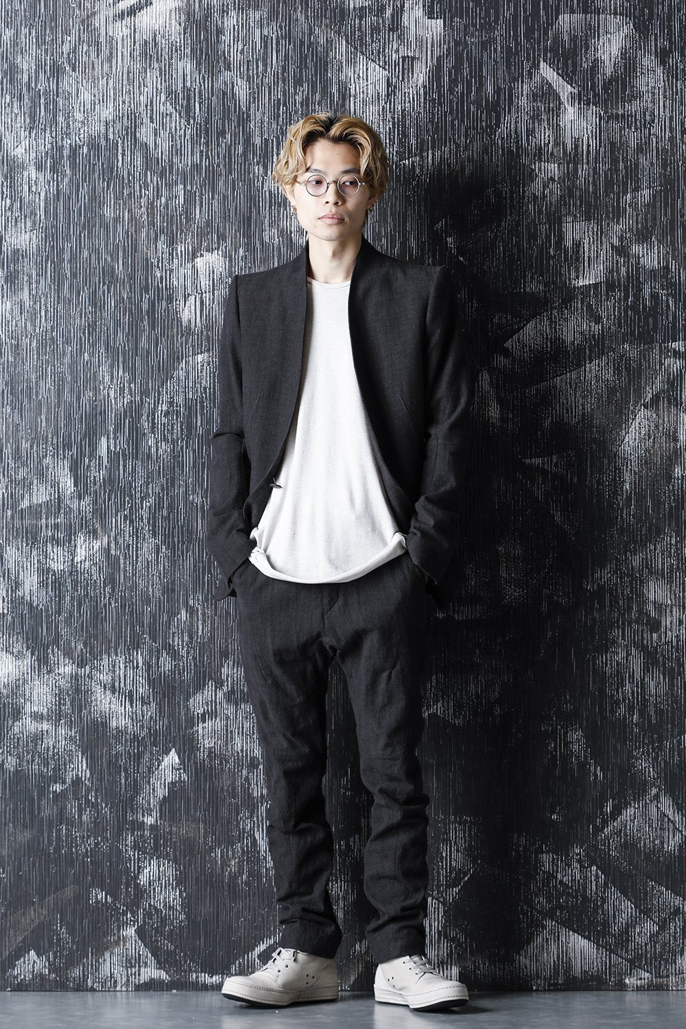 No Lapel Tailored Jacket Black