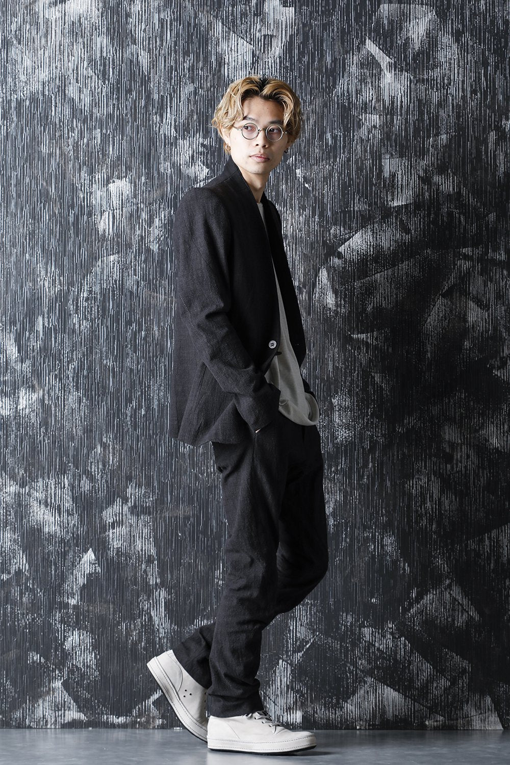 No Lapel Tailored Jacket Black