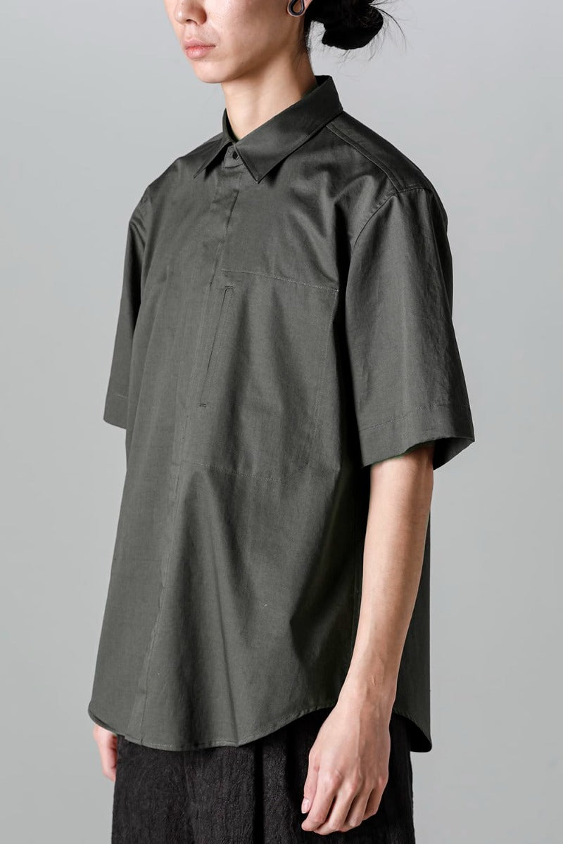 Fly Front Short-Sleeved Shirt Olive Charcoal