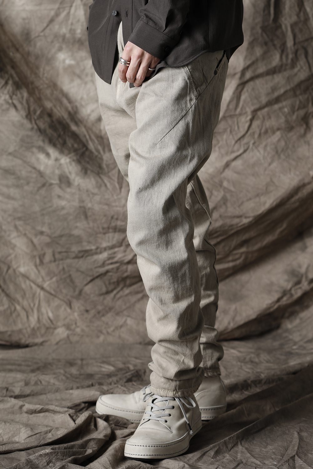 Drop clotch pants 8oz denim vintage wash