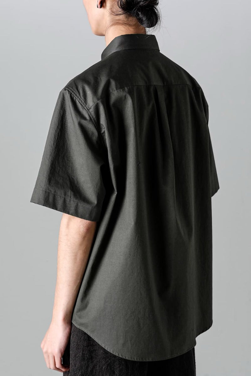 Fly Front Short-Sleeved Shirt Olive Charcoal