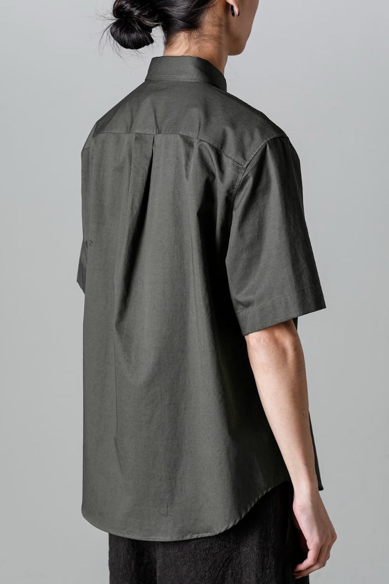 Fly Front Short-Sleeved Shirt Olive Charcoal
