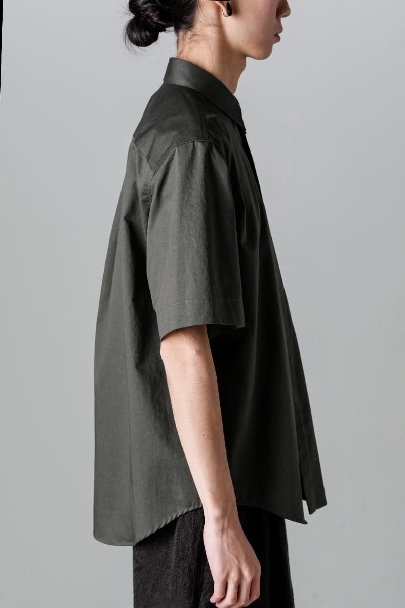 Fly Front Short-Sleeved Shirt Olive Charcoal