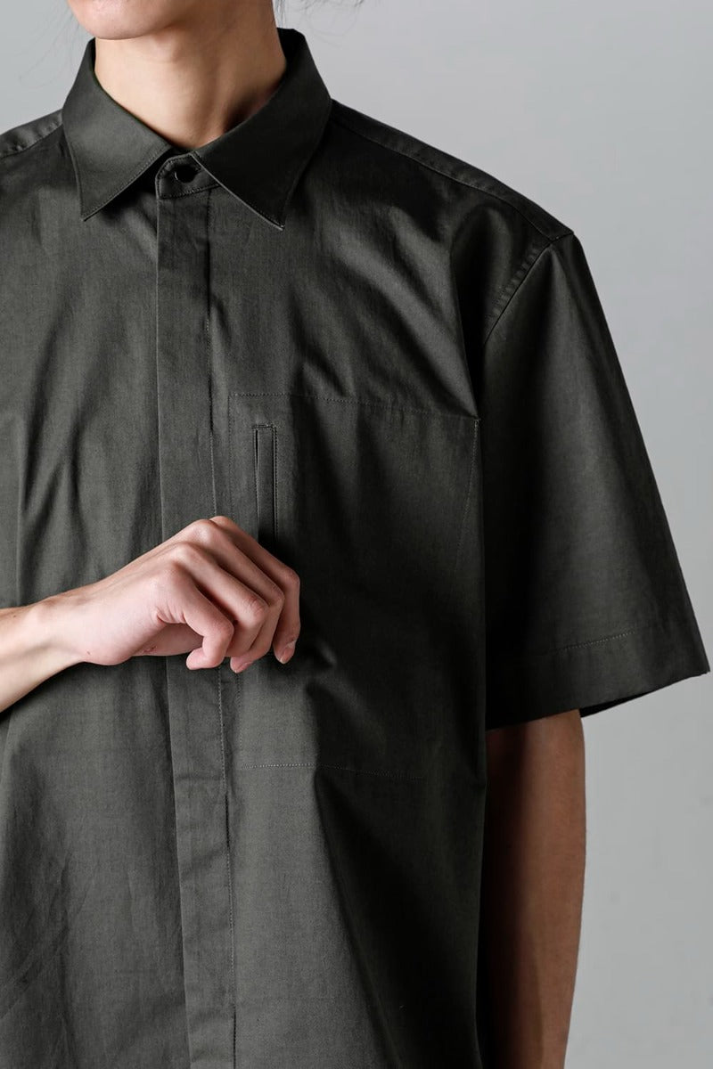Fly Front Short-Sleeved Shirt Olive Charcoal