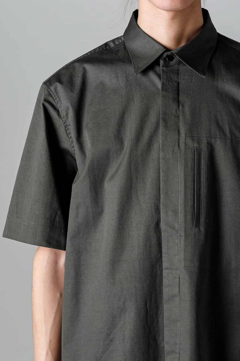 Fly Front Short-Sleeved Shirt Olive Charcoal