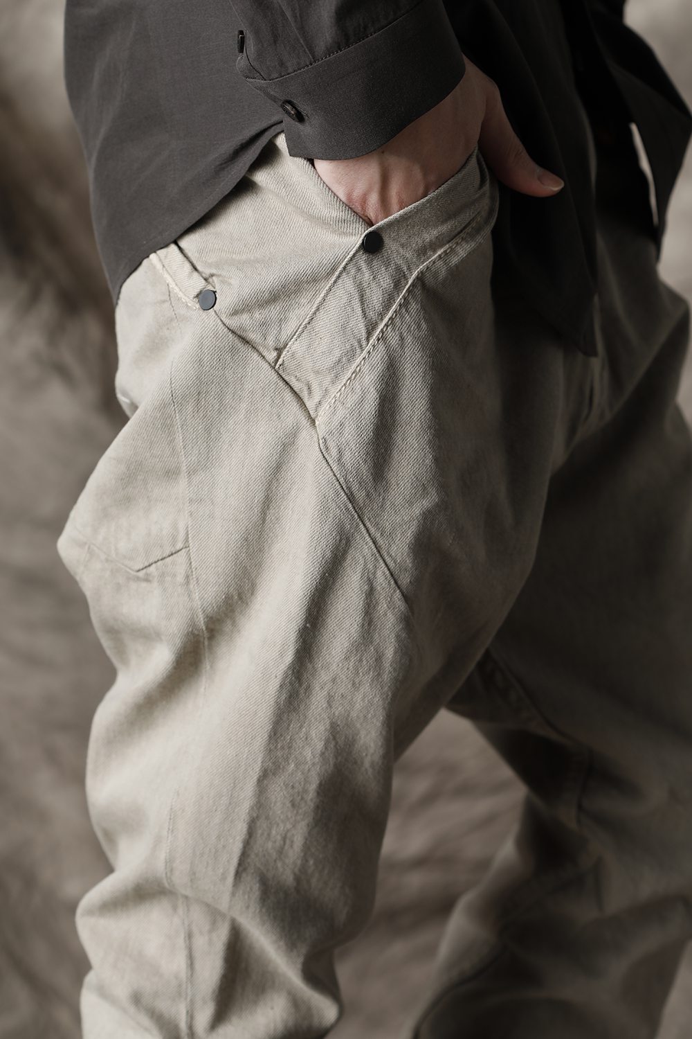 Drop clotch pants 8oz denim vintage wash